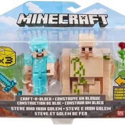 Best Sale 🧨 Minecraft Craft-A-Block Steve & Iron Golem Action Figure 2-Pack (Pre-Order ships January) 😉