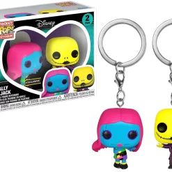 Cheapest 😀 Funko Disney The Nightmare Before ❄ Christmas Pocket POP! Sally & Jack Keychain 2-Pack [Blacklight] 🧨