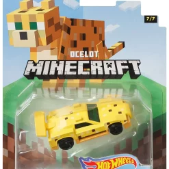 Cheapest ✔️ Hot Wheels Minecraft Character Cars Ocelot Diecast Character Car #7/7 [2020] 🛒