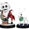 Cheap 🔔 Disney Nightmare Before 🎁 Christmas Mini Egg Attack Santa Jack Skellington with Reindeer 3-Inch Statue MEA-40SP 🌟