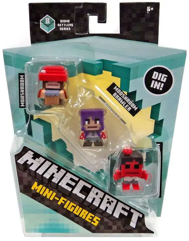 Best Pirce ๐ฅ Minecraft Biome Settlers Series 8 Mooshroom Hunter, Mooshroom Brawler & Mooshroom Glutton Mini Figure 3-Pack โจ
