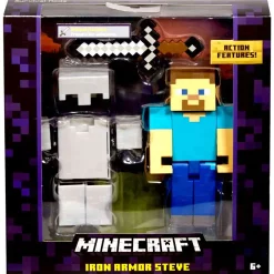 Outlet 🎁 Minecraft Survival Mode Iron Armor Steve Action Figure ⭐