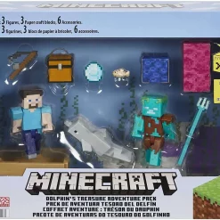 Budget 🤩 Minecraft Dolphin's Treasure Hunt 3.25-Inch Adventure Pack 🔥