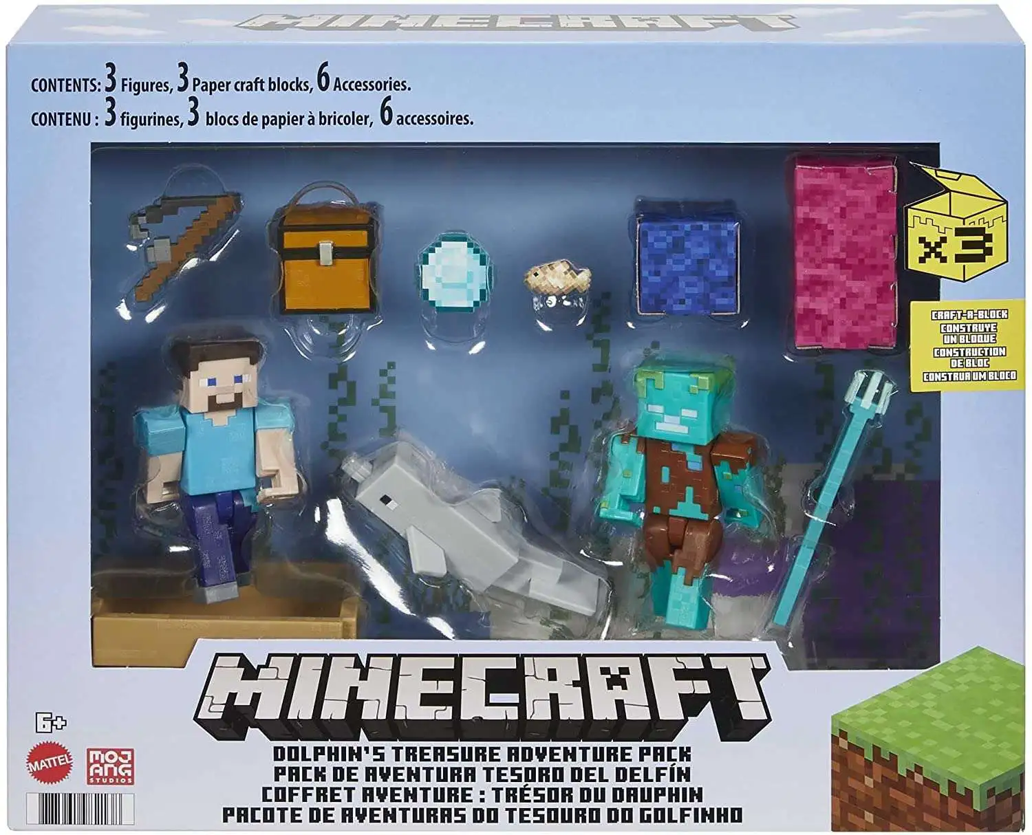 Budget ๐คฉ Minecraft Dolphin's Treasure Hunt 3.25-Inch Adventure Pack ๐ฅ
