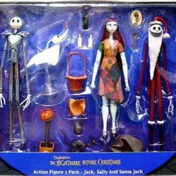 Brand new 🎁 NECA Nightmare Before 🎅 Christmas Jack, Sally & Santa Jack Action Figure 3-Pack 😍