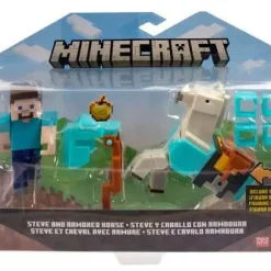Best Pirce 🧨 Minecraft Steve & Armored Horse Action Figure 2-Pack ✔️