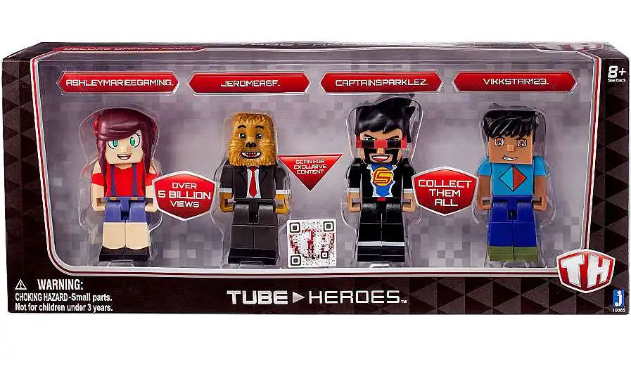 New ๐ Tube Heroes AshleyMarieeGaming, JeromeASF, CaptainSparklez & Vikkstar123 Action Figure 4-Pack ๐งจ
